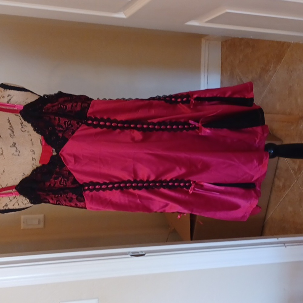 Elegant Pink and Black Lace Dress - Picture 13 of 15